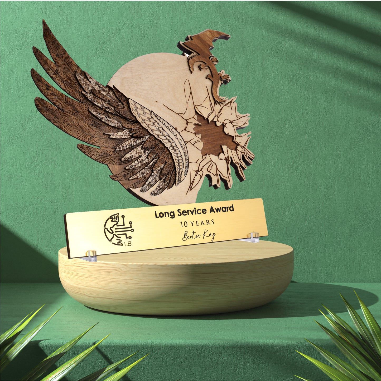 Birth of a Champion: A Wooden Trophy with a Dragon Emerging from its Egg
