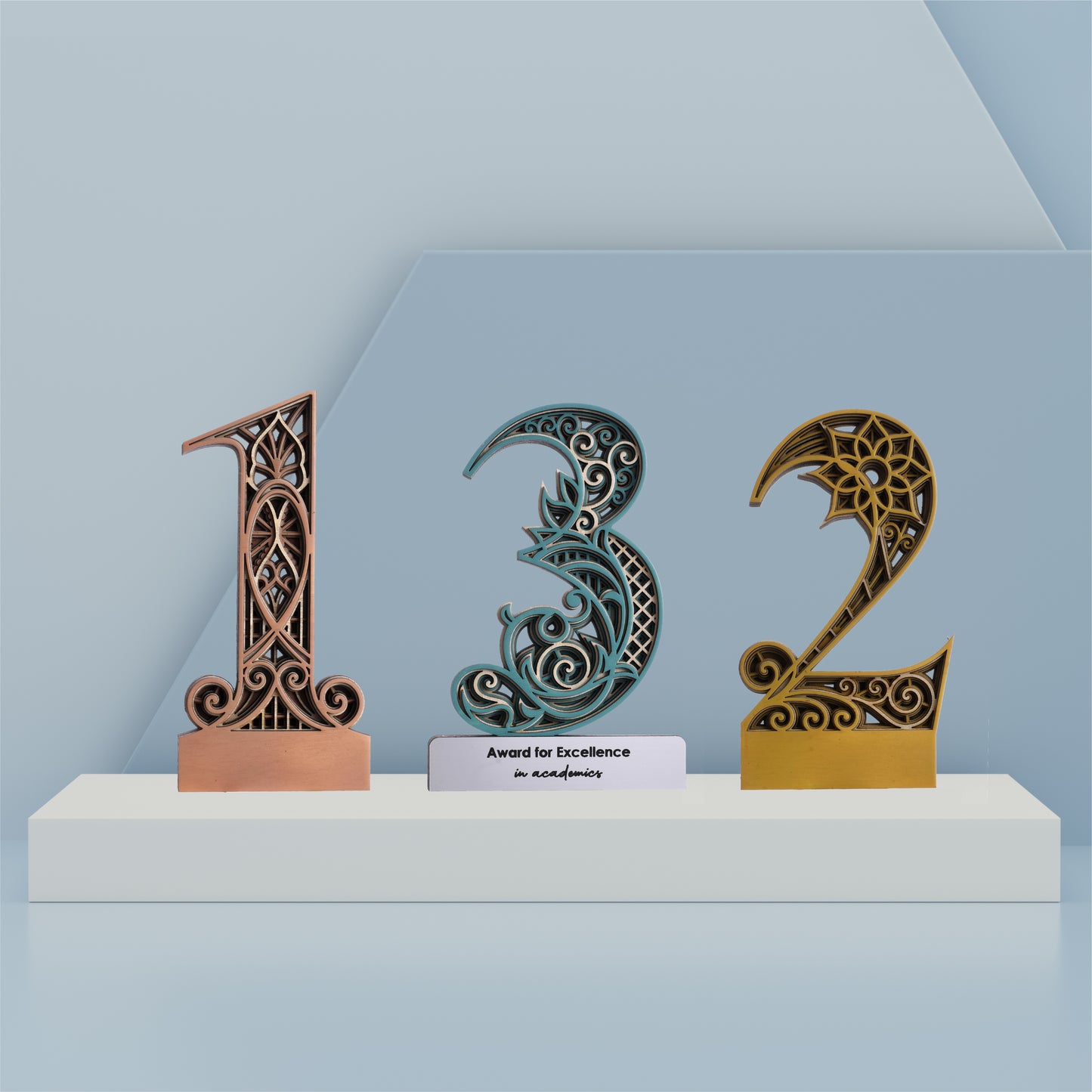 Floral Fantasy: The Artistic Wooden Trophy Embodying Achievement and Elegance